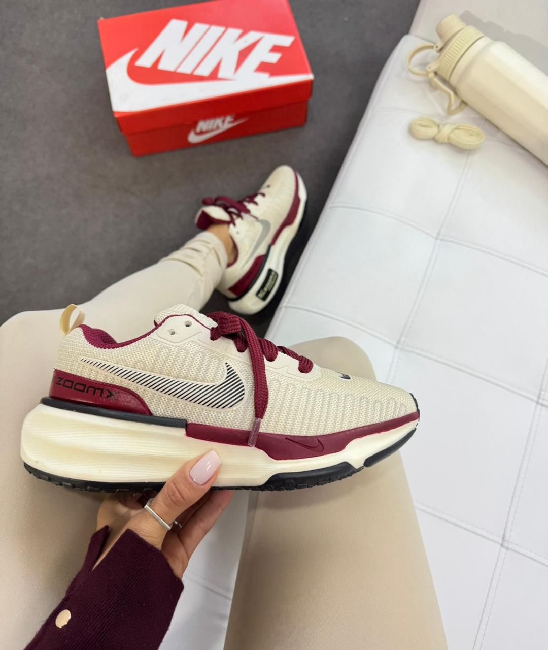 NIKE ZOOMX BRANCO/BORDO